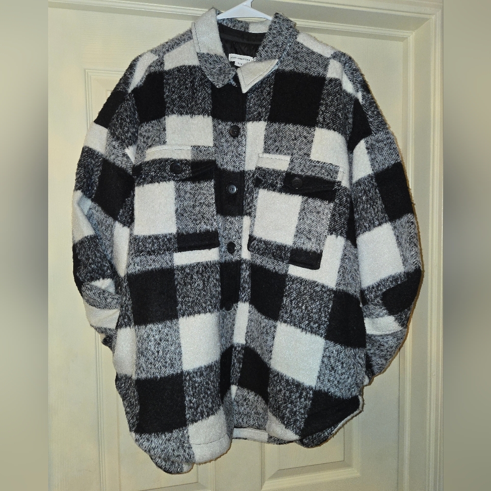 NWT Good American Oversized Plaid Shacket - Picture 6 of 10
